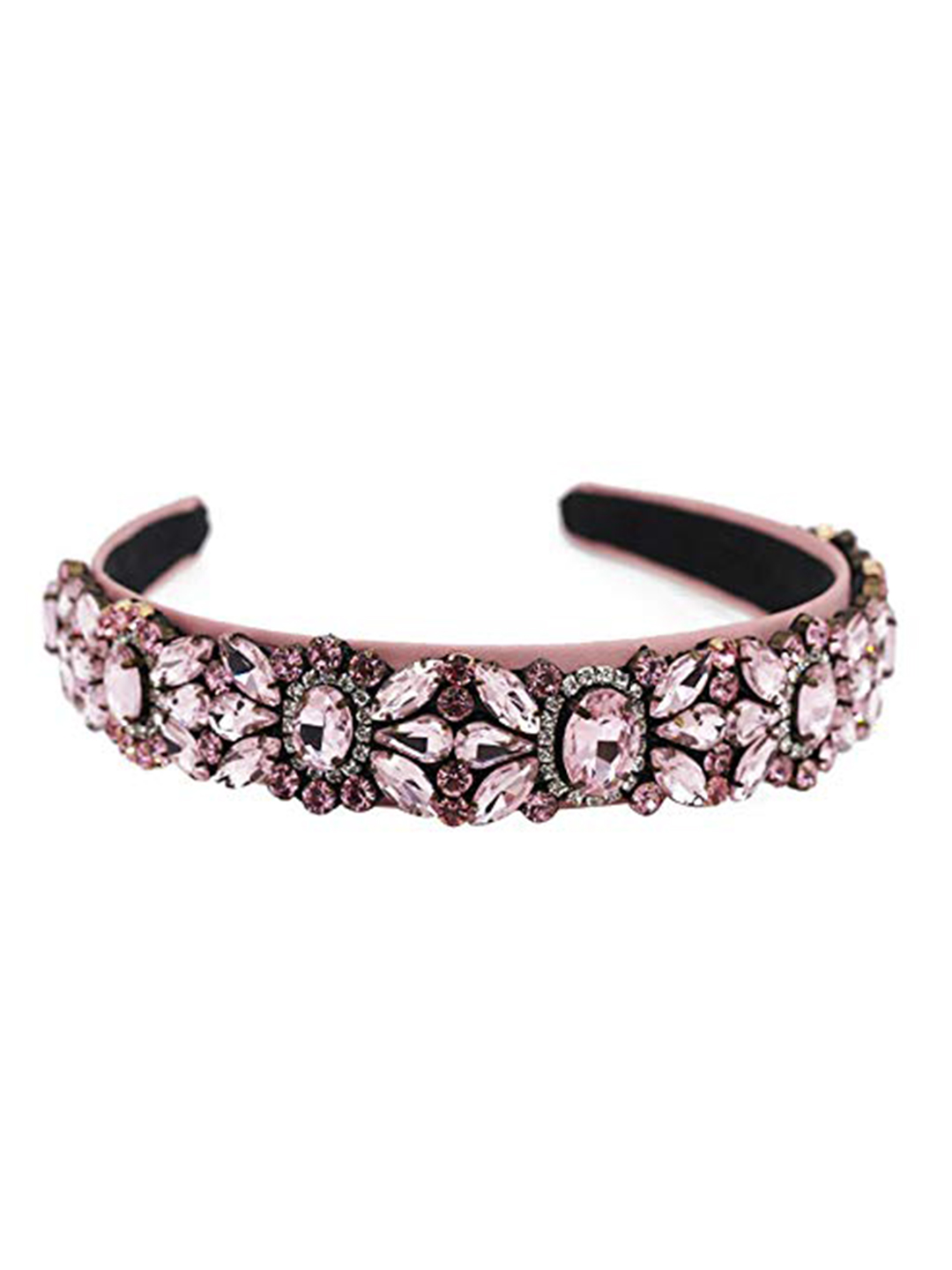 YouBella Hair Jewellery Premium Crystal Studded Hair Band Head Band for Girls and Women (Pink)