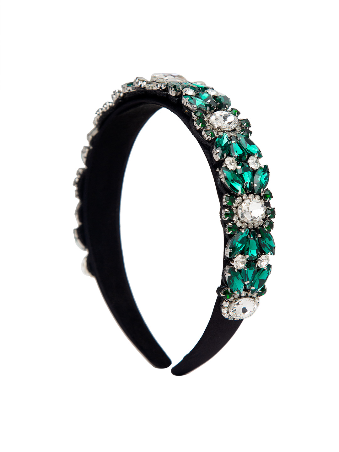 YouBella Hair Jewellery Premium Crystal Studded Hair Band Head Band for Girls and Women (Green)