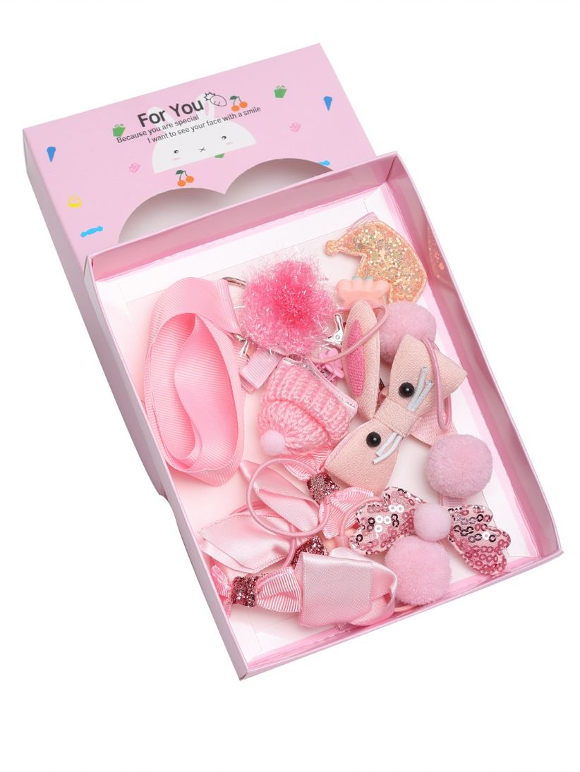 YouBella Set Of 18 Pink Fur Hair Accessories