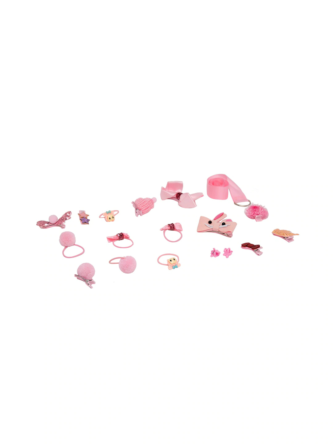 YouBella Set Of 18 Pink Fur Hair Accessories
