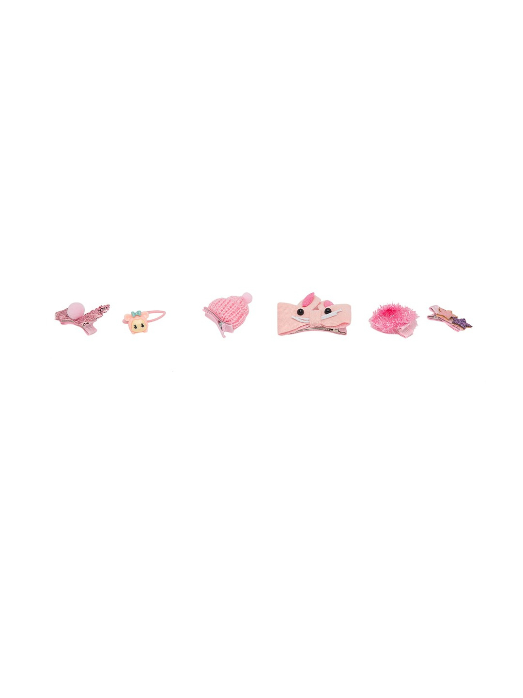 YouBella Set Of 18 Pink Fur Hair Accessories