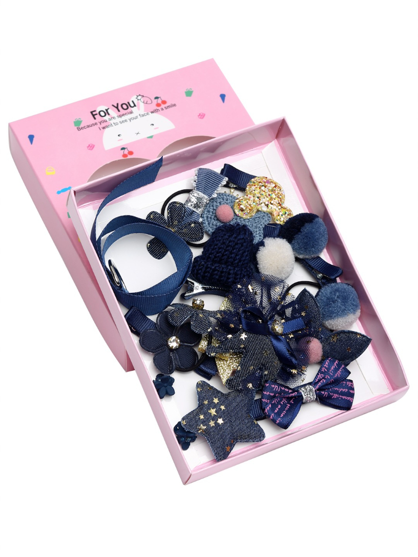 YouBella Blue  Yellow Set of 7 and more Embellished Hair Accessory Set