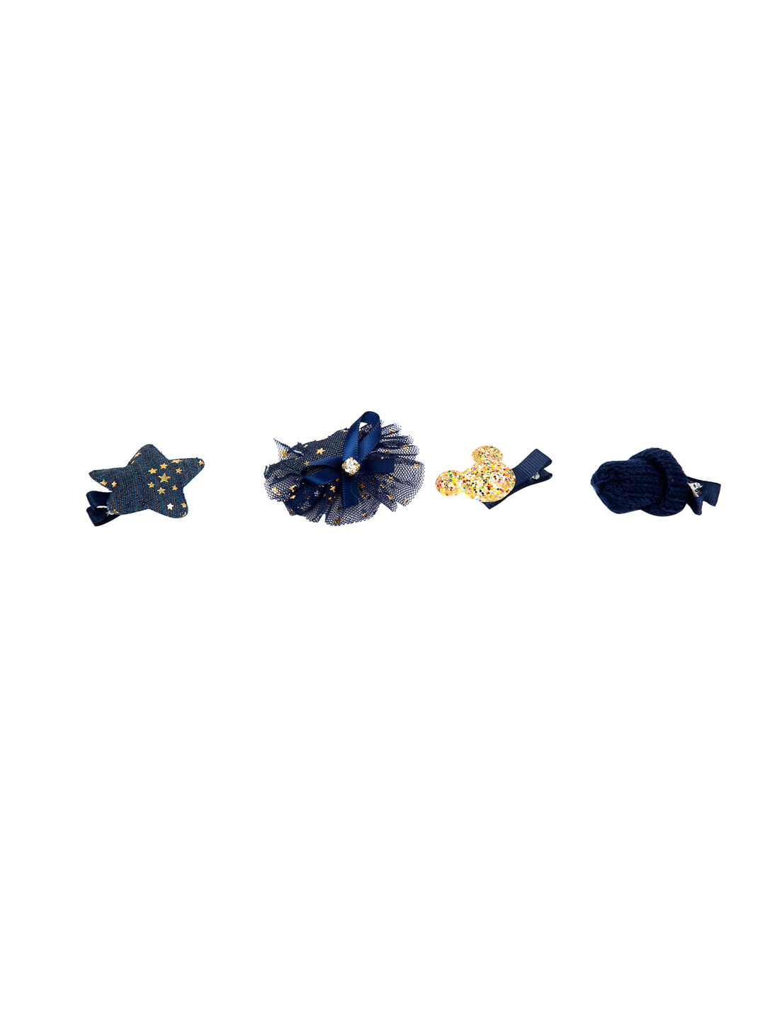 YouBella Blue  Yellow Set of 7 and more Embellished Hair Accessory Set