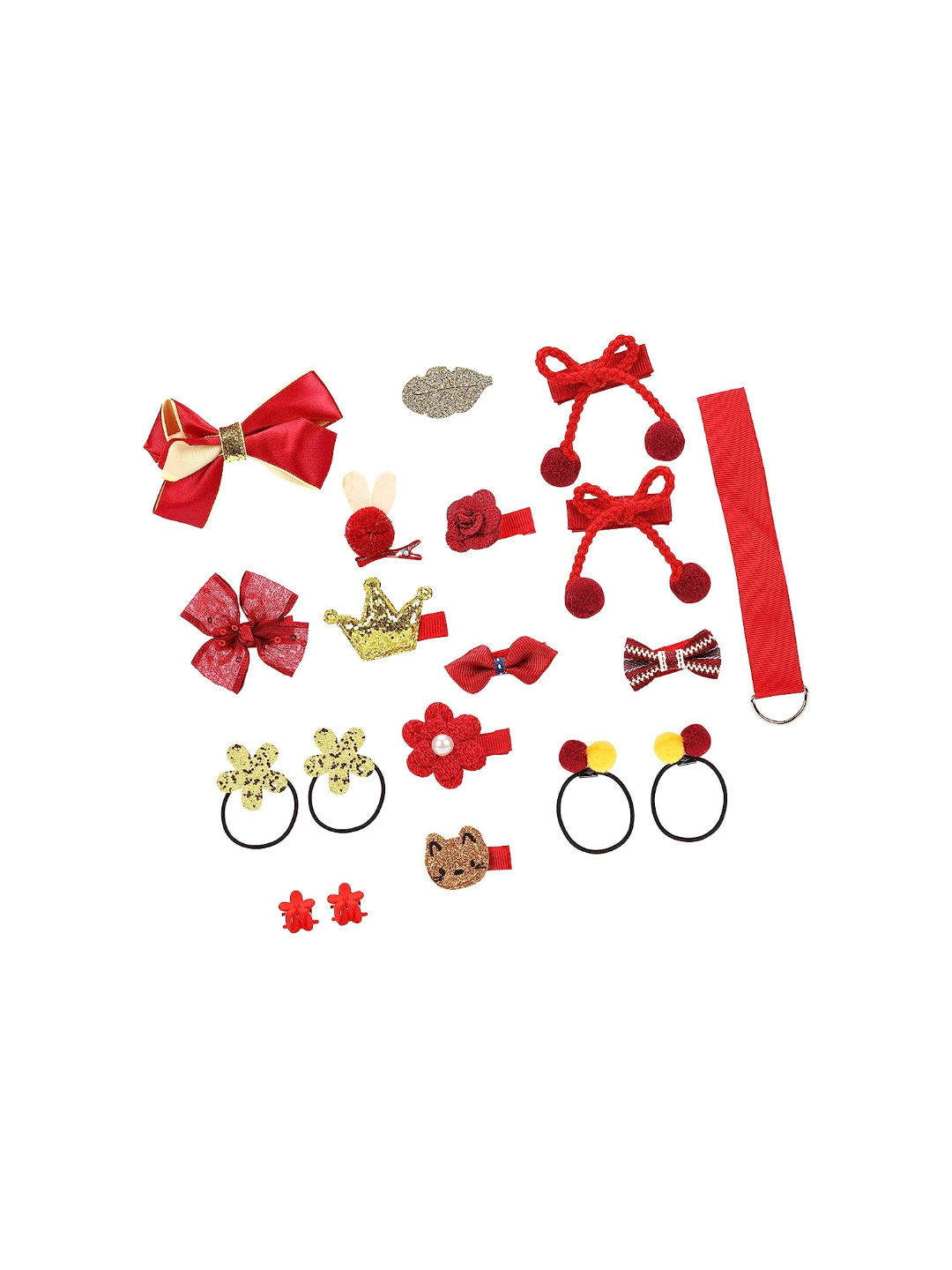 YouBella Hair Jewellery Clip Set for Baby Band for Girls (Pack of 18) (Red)