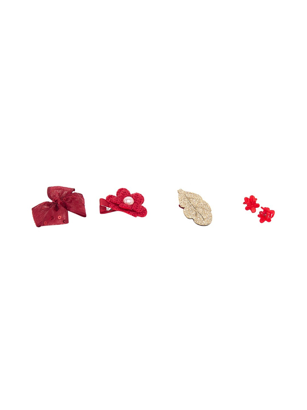 YouBella Set Of 18 Red  Gold-Toned Embellished Hair Accessories