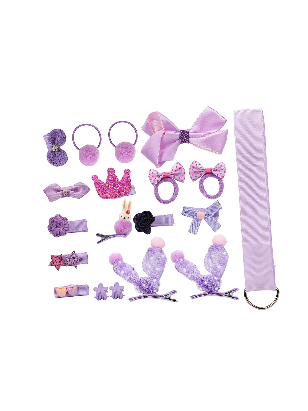 YouBella Hair Jewellery Clip Set for Baby Band for Girls (Pack of 18) (Purple)