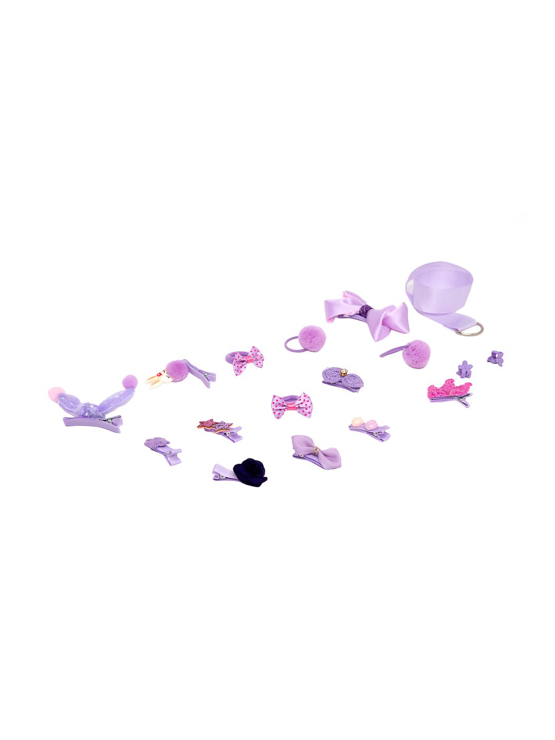 YouBella Purple  Pink Set of 18 Embellished Hair Accessory Set