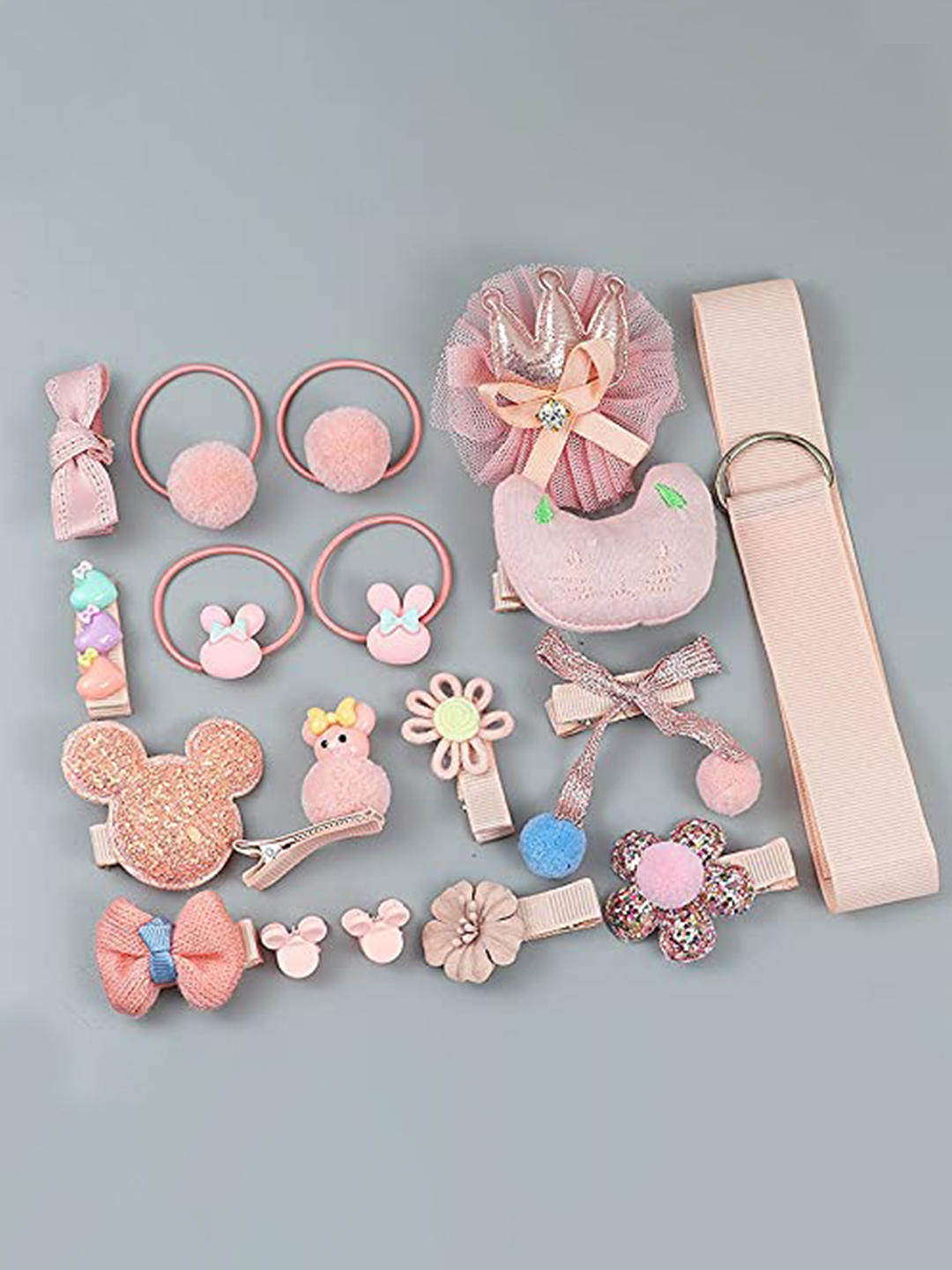 YouBella Hair Jewellery Clip Set for Baby Band for Girls (Pack of 18) (Peach)(YBHAIR_41324)