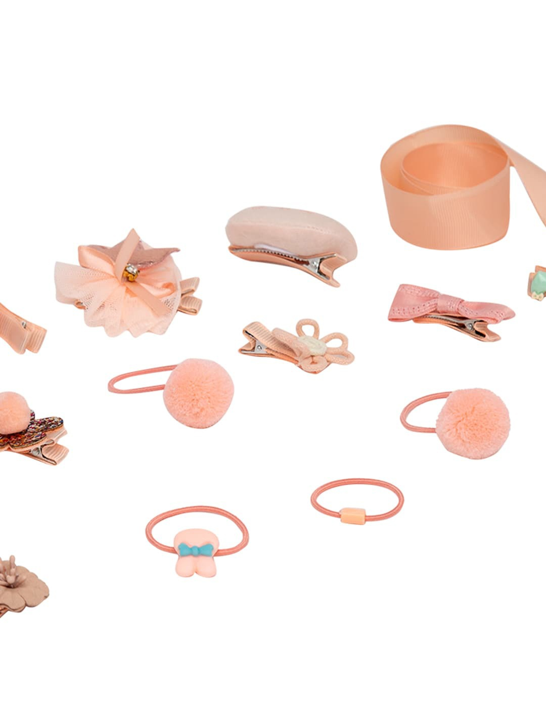 YouBella Peach-Coloured Embellished Hair Accessory Set
