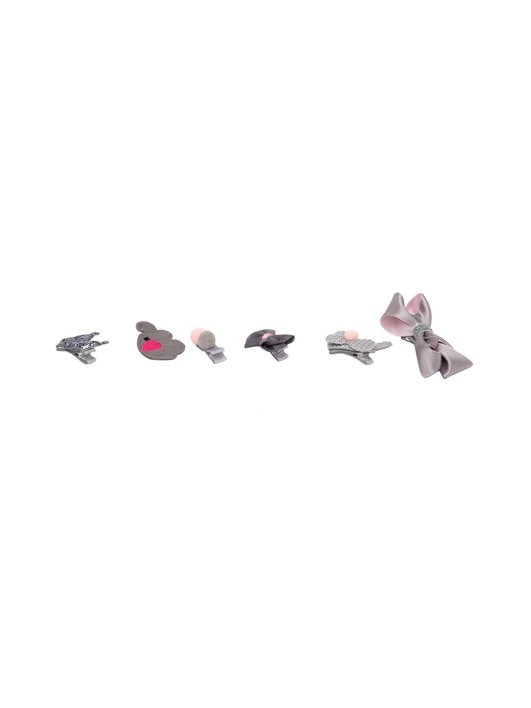 YouBella Grey  Pink Set of 18 Embellished Hair Accessory Set