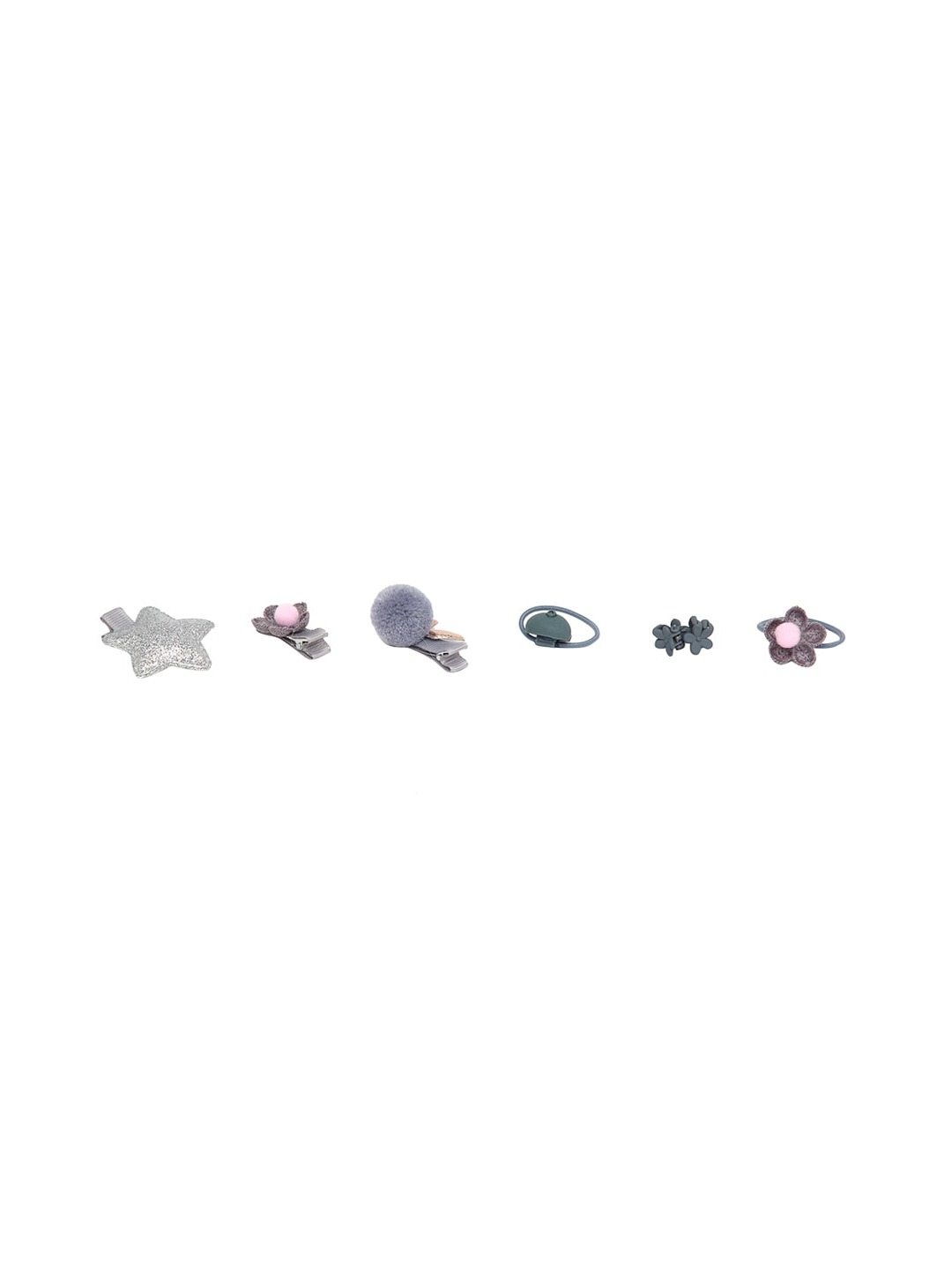 YouBella Grey  Pink Set of 18 Embellished Hair Accessory Set