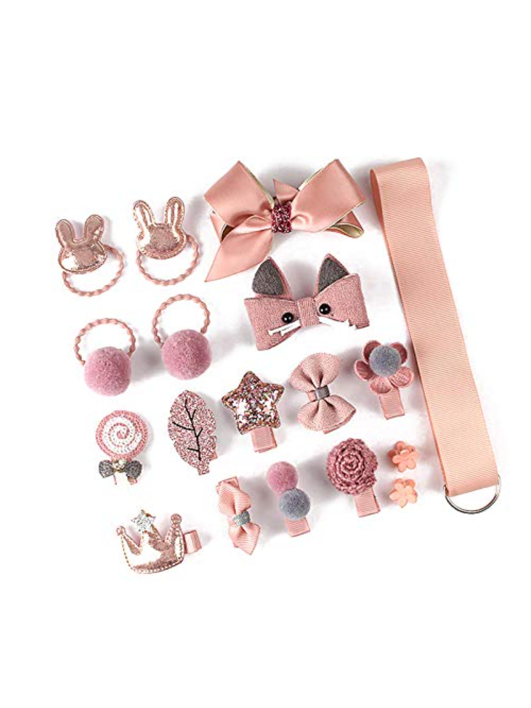YouBella Hair Jewellery Clip Set for Baby Band for Girls (Pack of 18) (Pink)