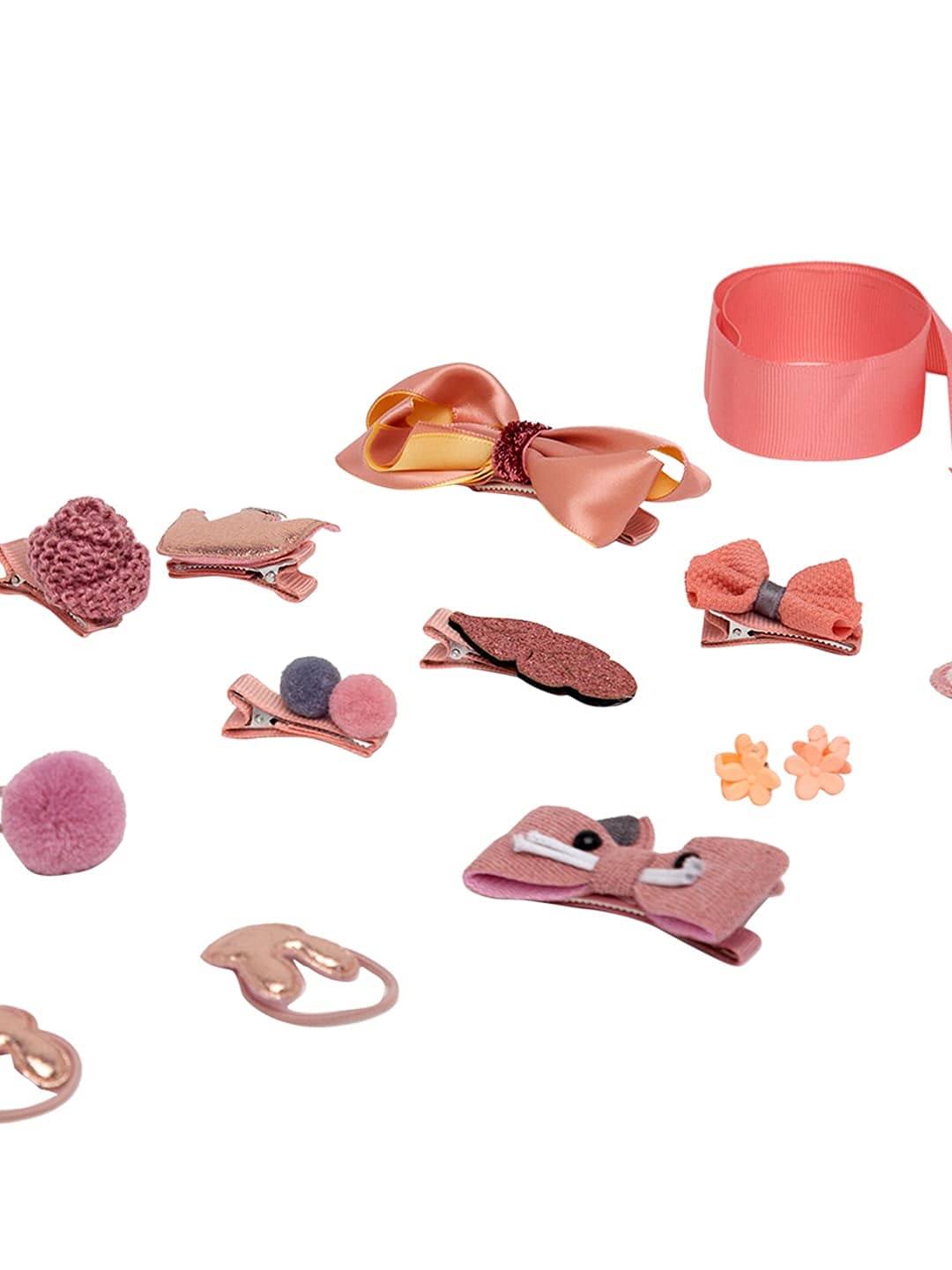 YouBella Hair Jewellery Clip Set for Baby Band for Girls (Pack of 18) (Pink)