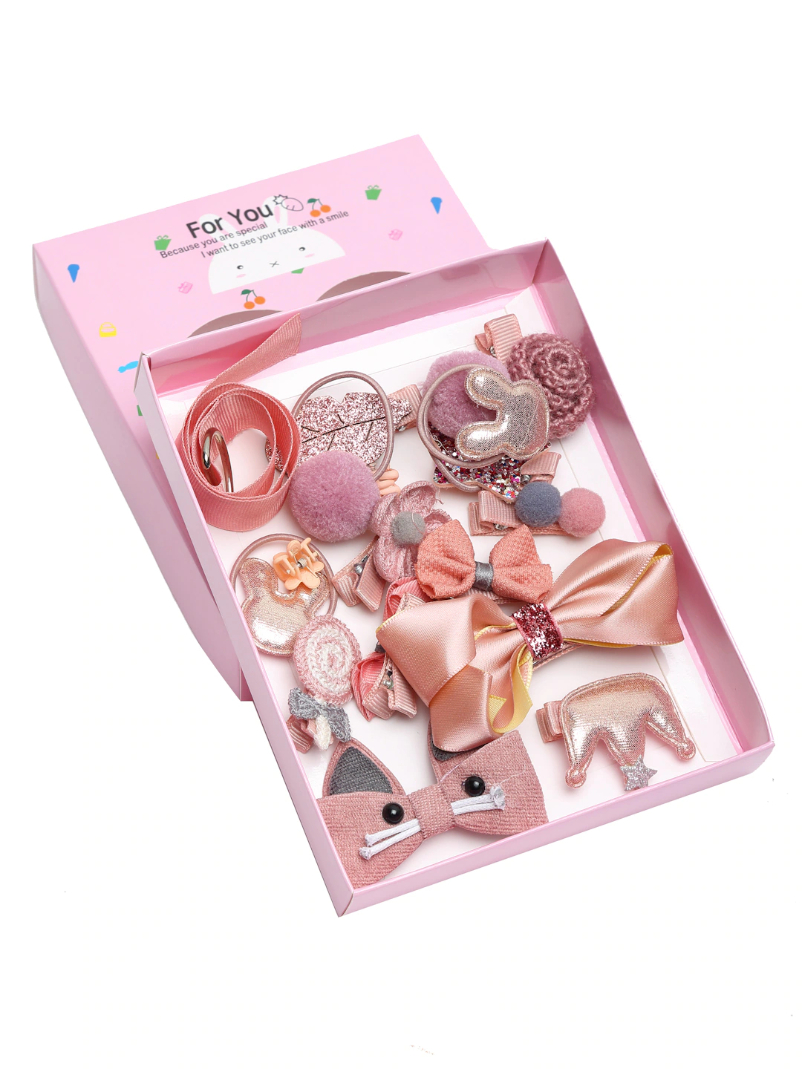 YouBella Pink  Beige Set of 7 and more Embellished Hair Accessory Set