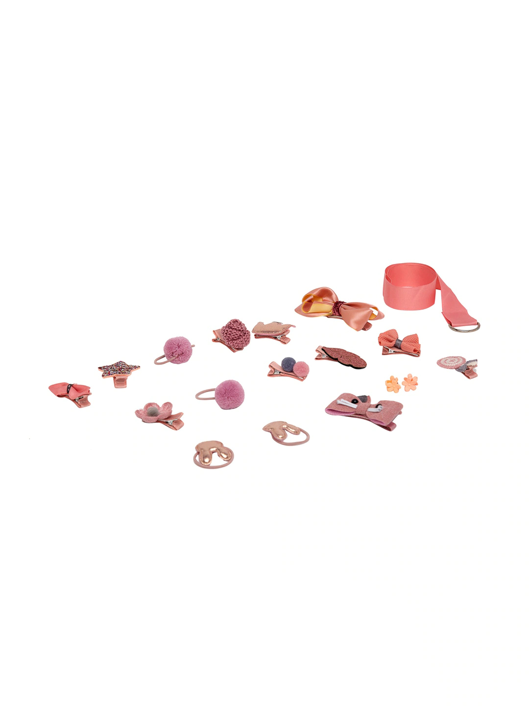 YouBella Pink  Beige Set of 7 and more Embellished Hair Accessory Set