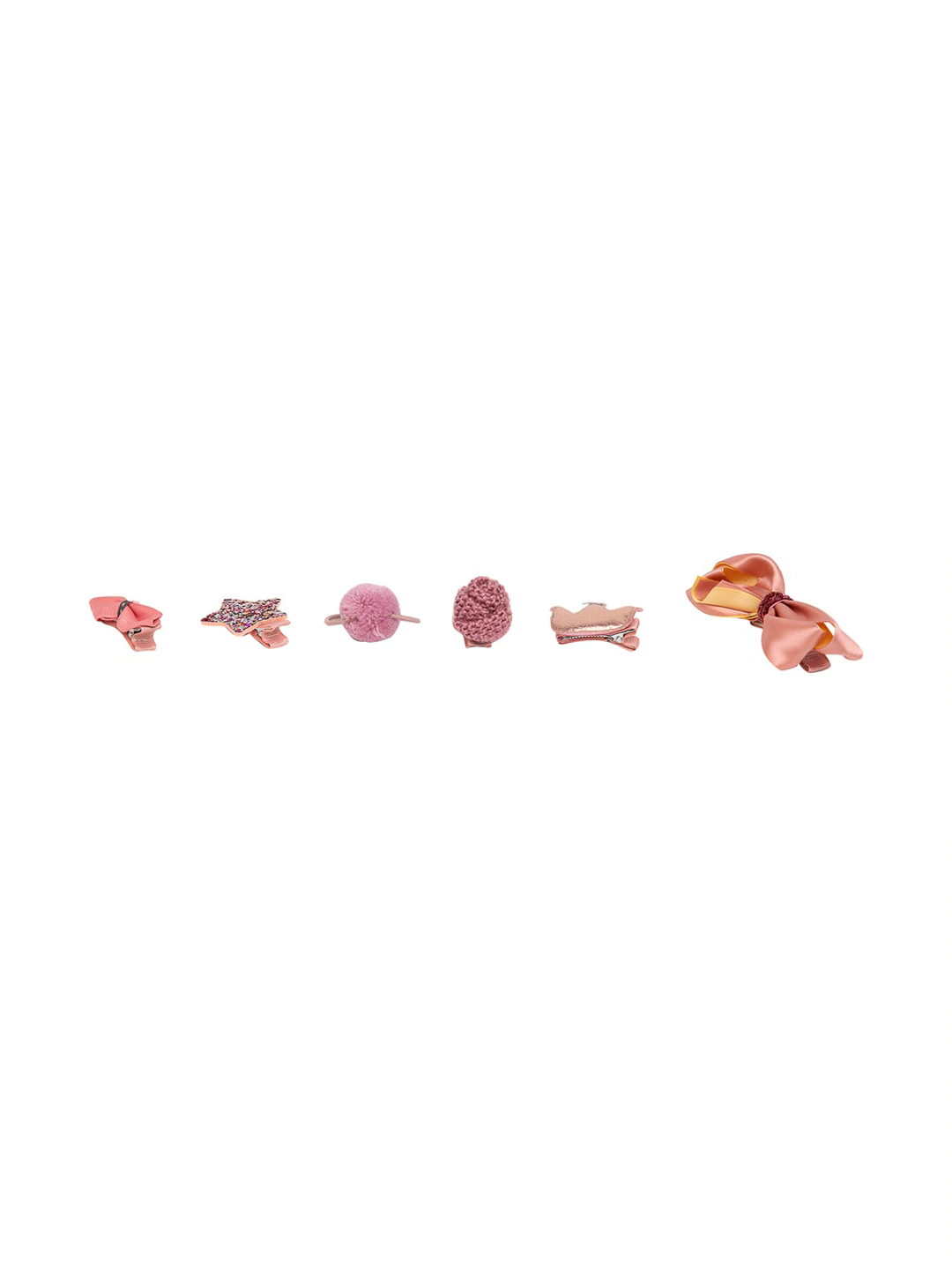 YouBella Pink  Beige Set of 7 and more Embellished Hair Accessory Set