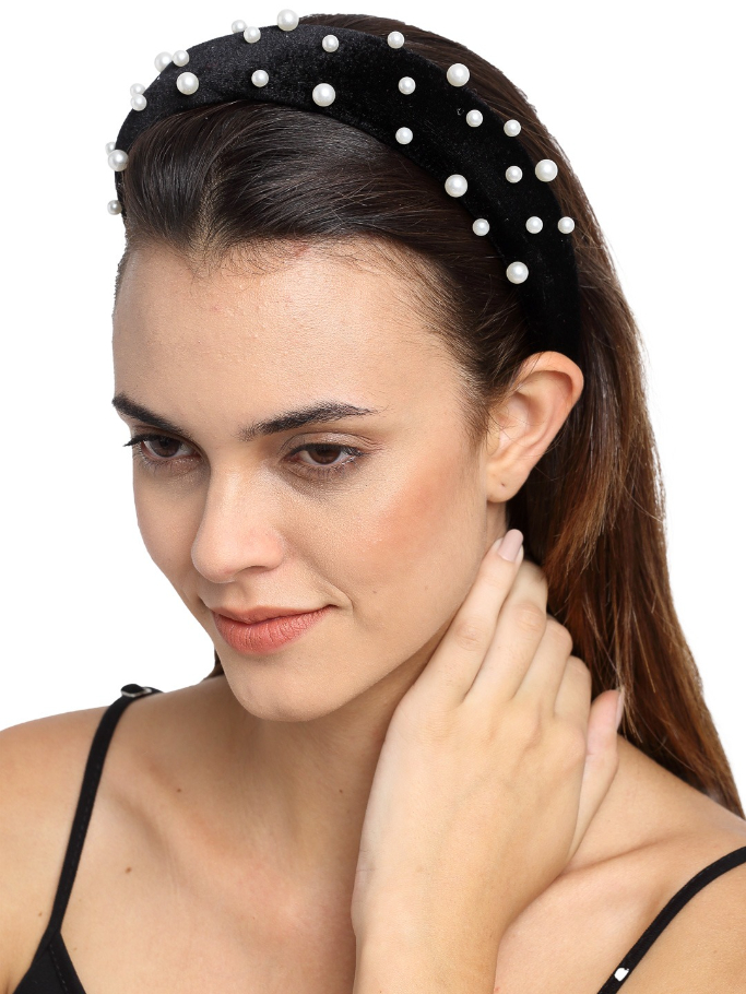 YouBella Black Beaded Hairband