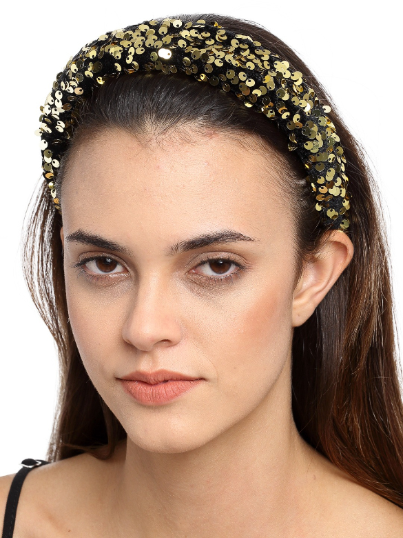 YouBella Black  Gold-Toned Embellished Hairband