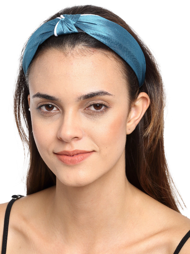 YouBella Teal Blue  White Colorblocked Hairband