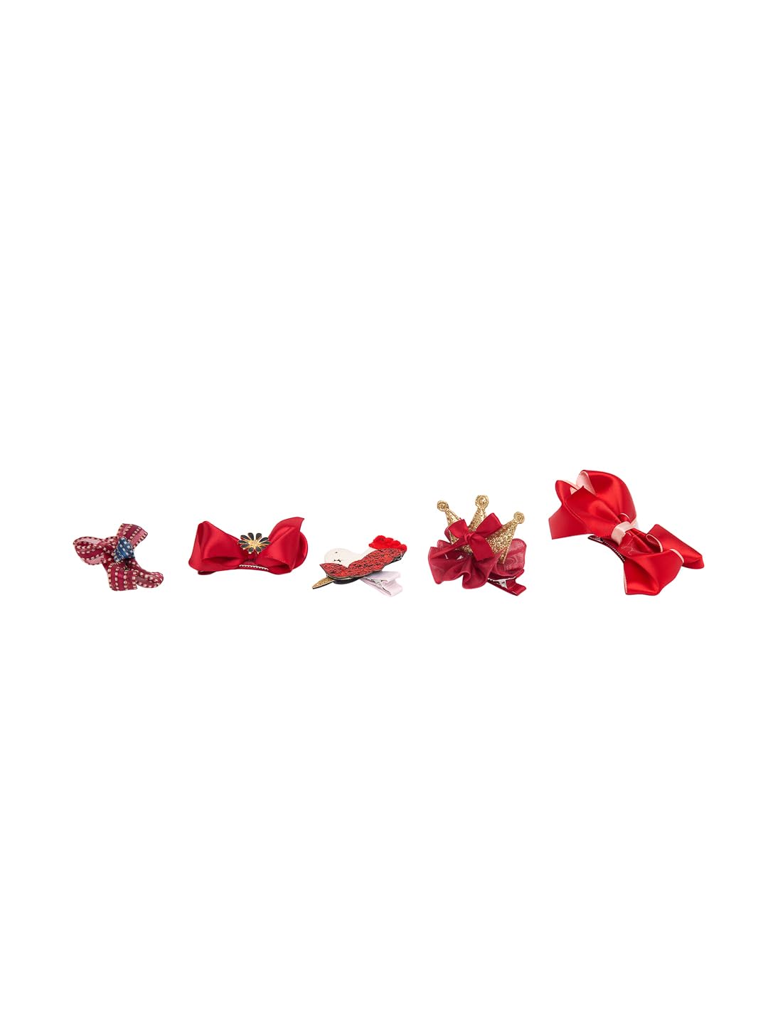 YouBella Hair Jewellery Hair Clips and Bands Set for Girls (Pack of 10) (Red)