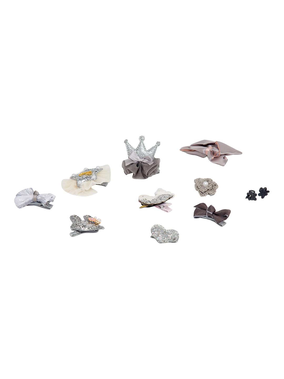 YouBella Hair Jewellery Hair Clips and Bands Set for Girls (Pack of 10) (Grey)