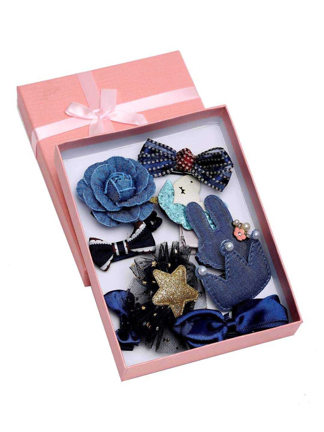 YouBella Hair Jewellery Hair Clips and Bands Set for Girls (Pack of 10) (Blue)