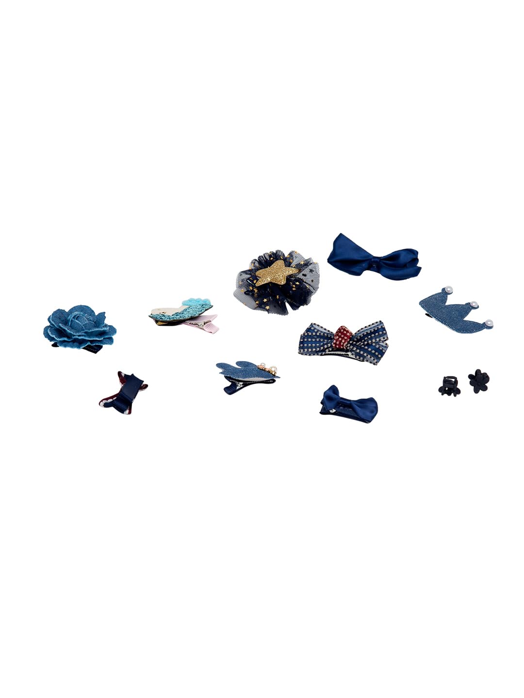 YouBella Hair Jewellery Hair Clips and Bands Set for Girls (Pack of 10) (Blue)