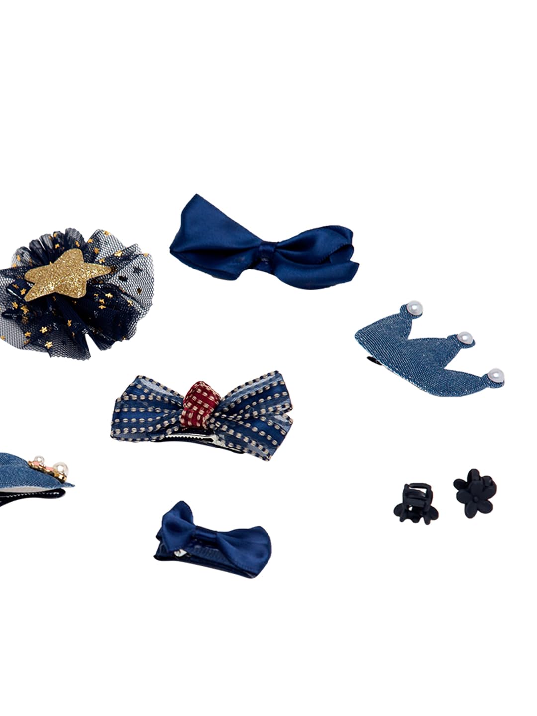 YouBella Hair Jewellery Hair Clips and Bands Set for Girls (Pack of 10) (Blue)