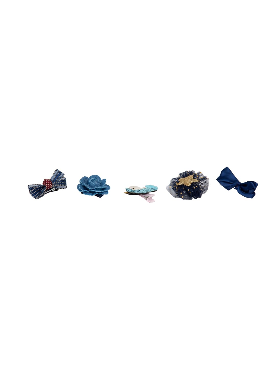 YouBella Hair Jewellery Hair Clips and Bands Set for Girls (Pack of 10) (Blue)