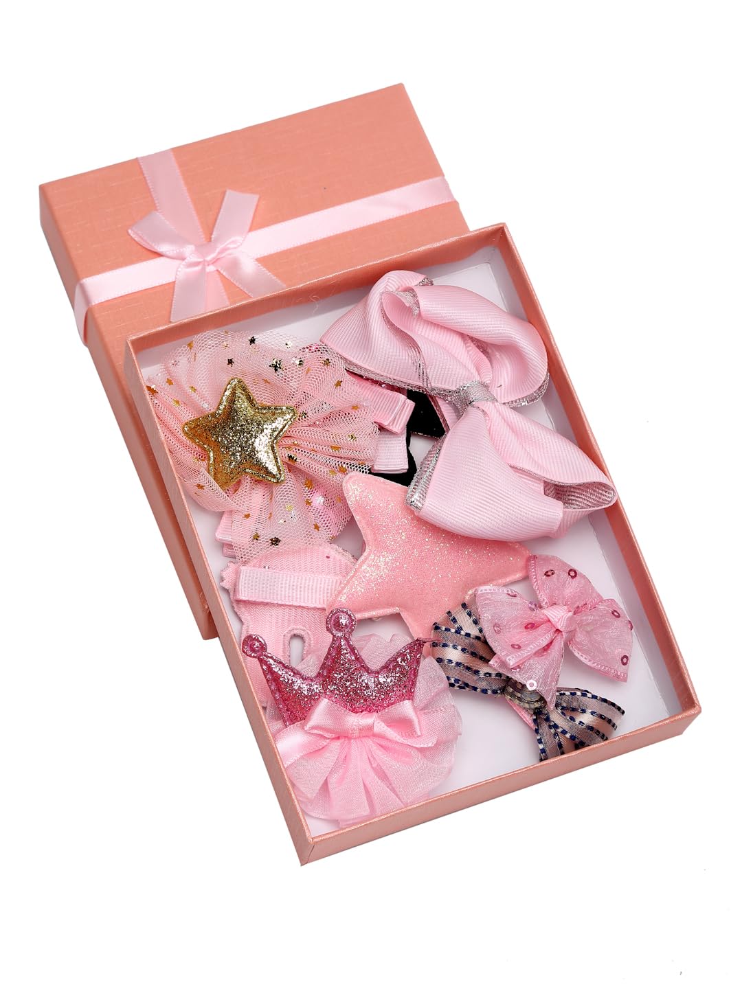 YouBella Hair Jewellery Hair Clips and Bands Set for Girls (Pack of 10) (Pink)