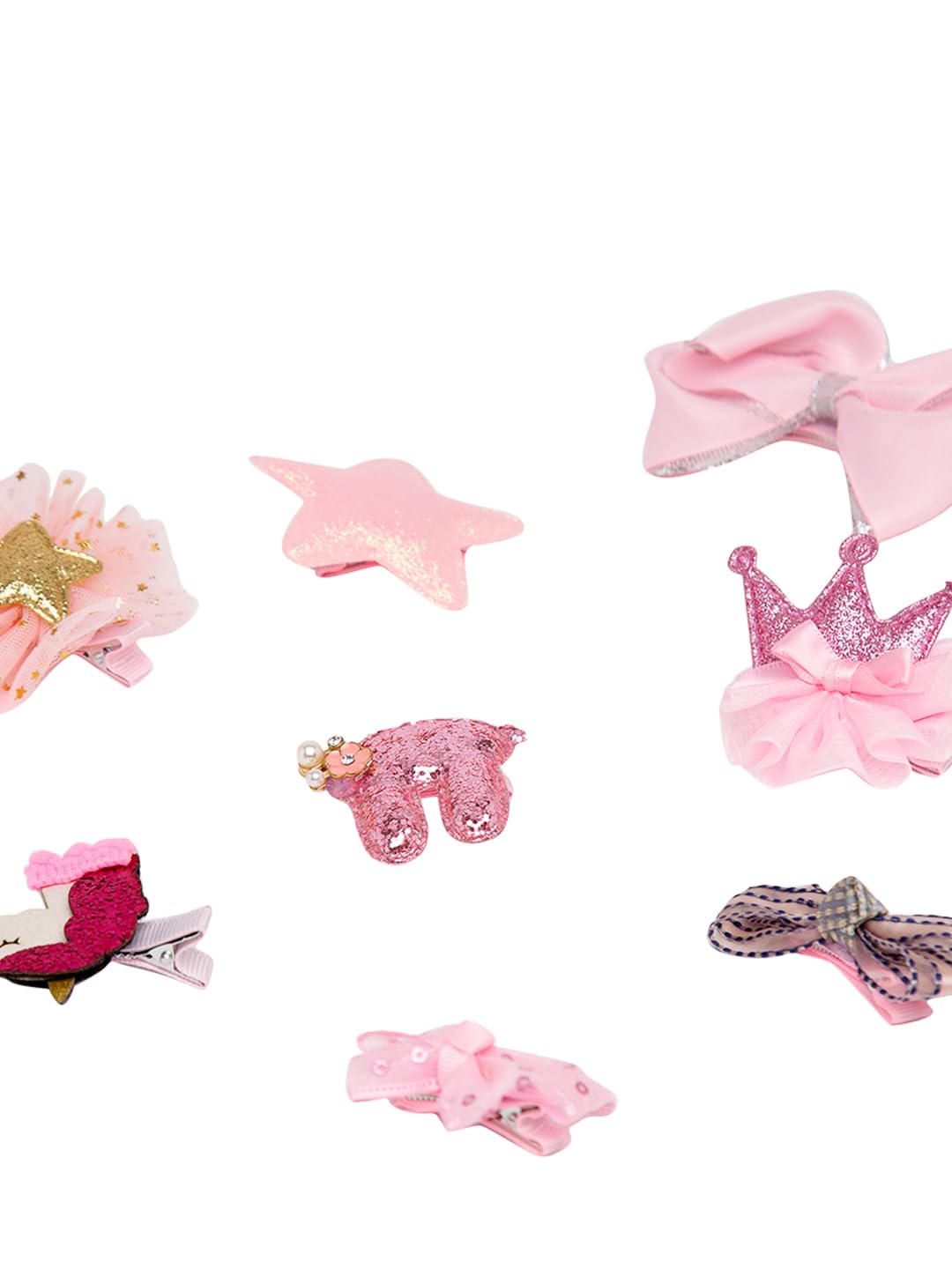 YouBella Hair Jewellery Hair Clips and Bands Set for Girls (Pack of 10) (Pink)