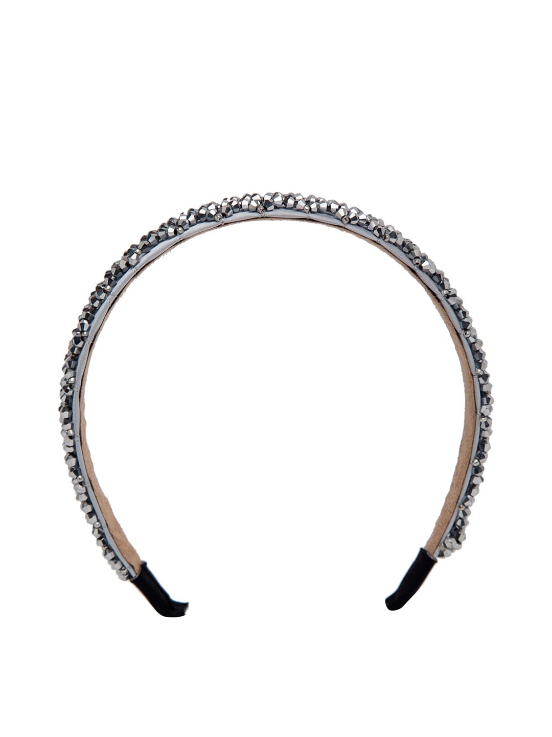 YouBella Hair Jewellery Crystal Stuuded Hair Band Head Band for Girls and Women (Silver)