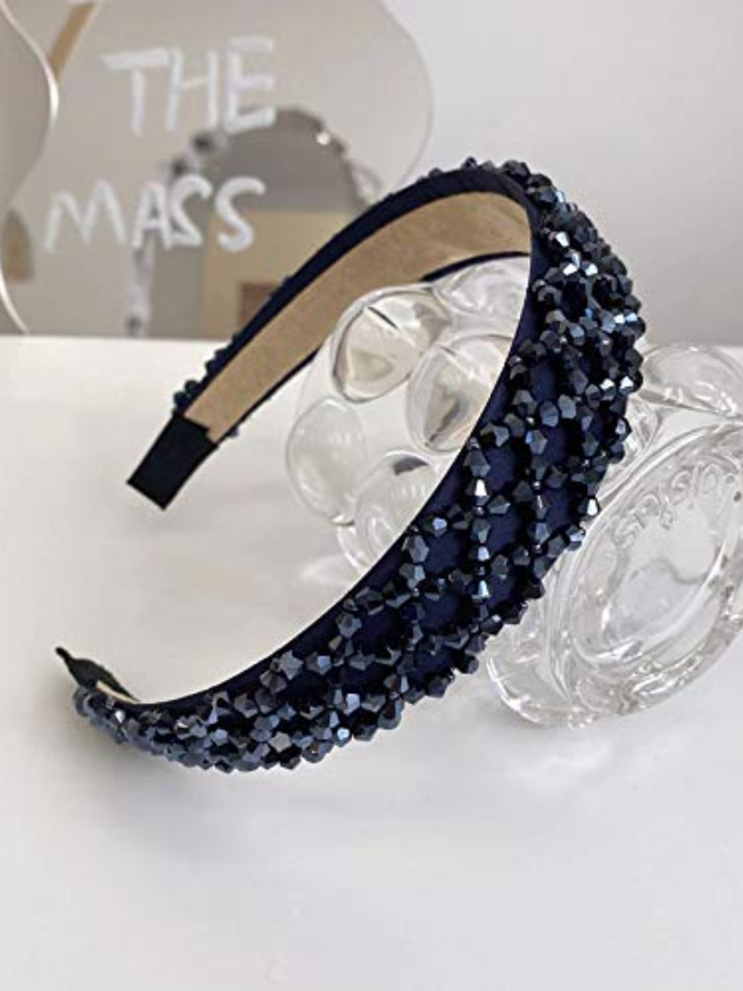 YouBella Hair Jewellery Crystal Stuuded Hair Band Head Band for Girls and Women (Blue)