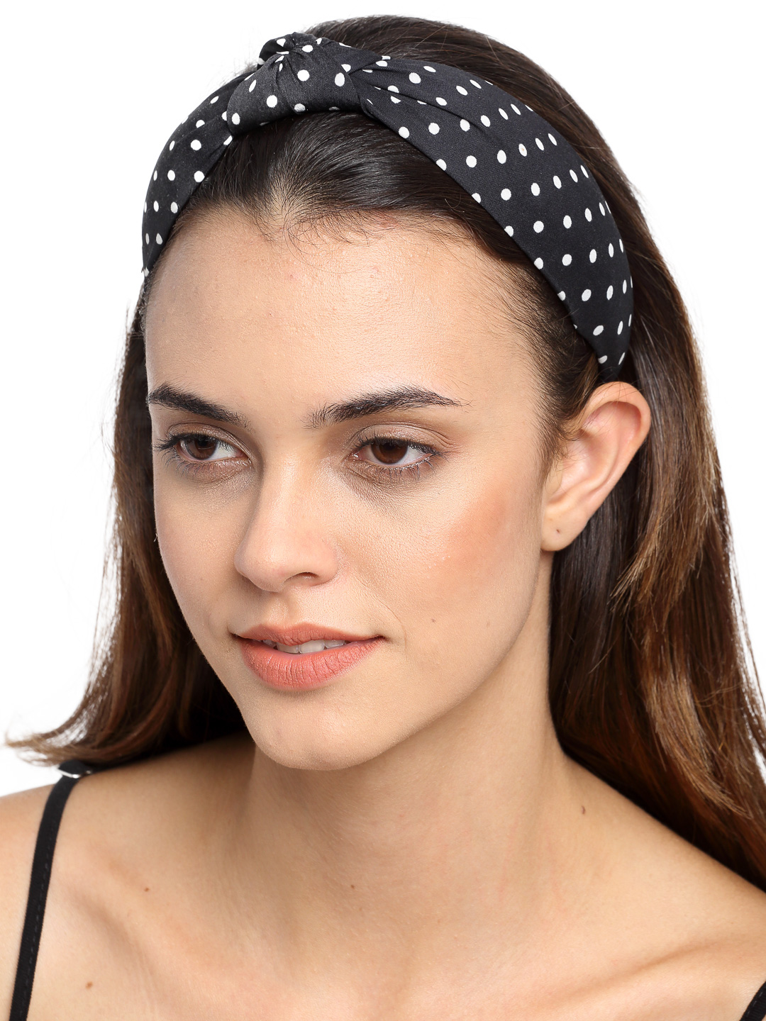 YouBella Hair Jewellery Dotted Hair Band Head Band for Girls and Women (Black)