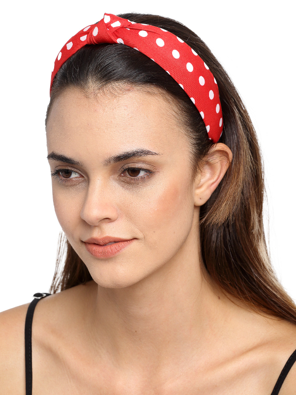 YouBella Red  White Polka Dotted Hairband