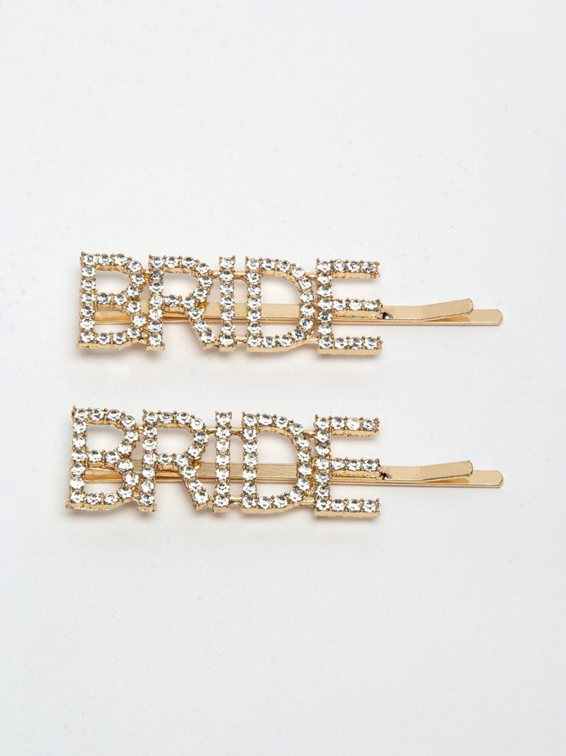 YouBella Women Gold & White Set of 2 Embellished Bobby Pins