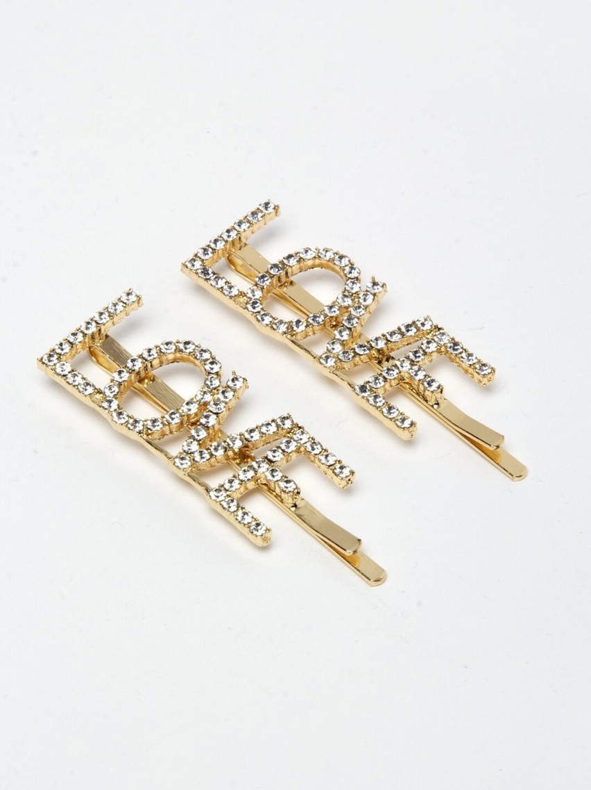 YouBella Gold-Toned & White Set of 2 Embellished Bobby Pins