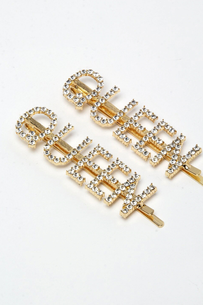 YouBella Gold-Toned & White Set of 2 Embellished Hair Accessory Set