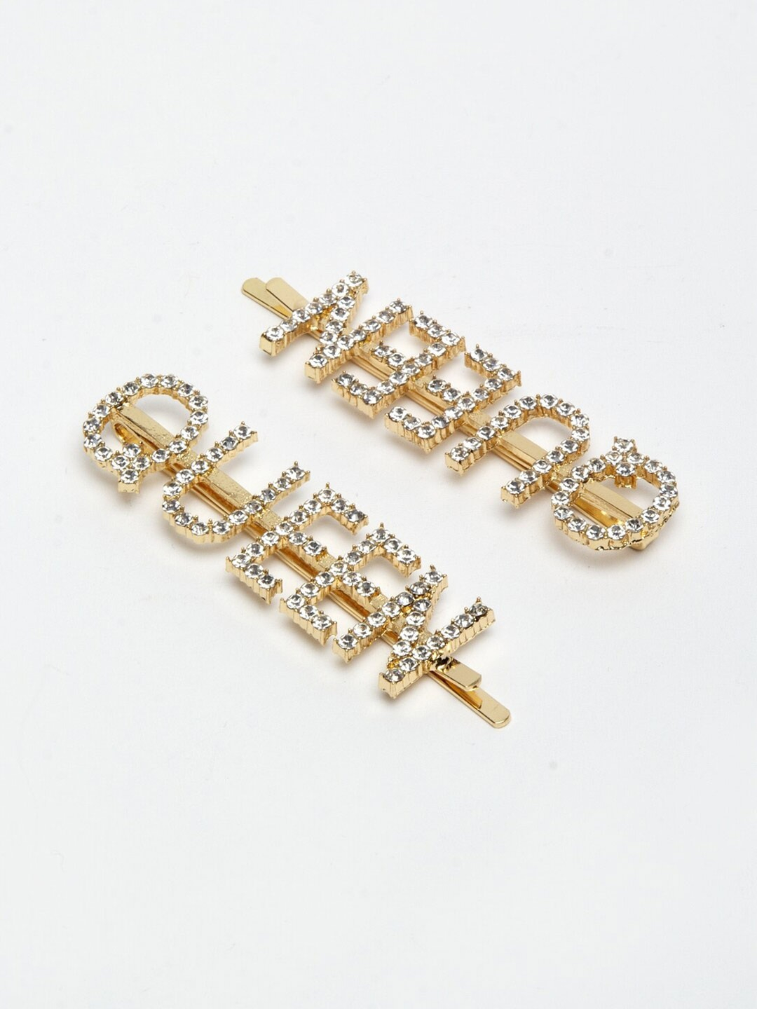 YouBella Gold-Toned & White Set of 2 Embellished Hair Accessory Set