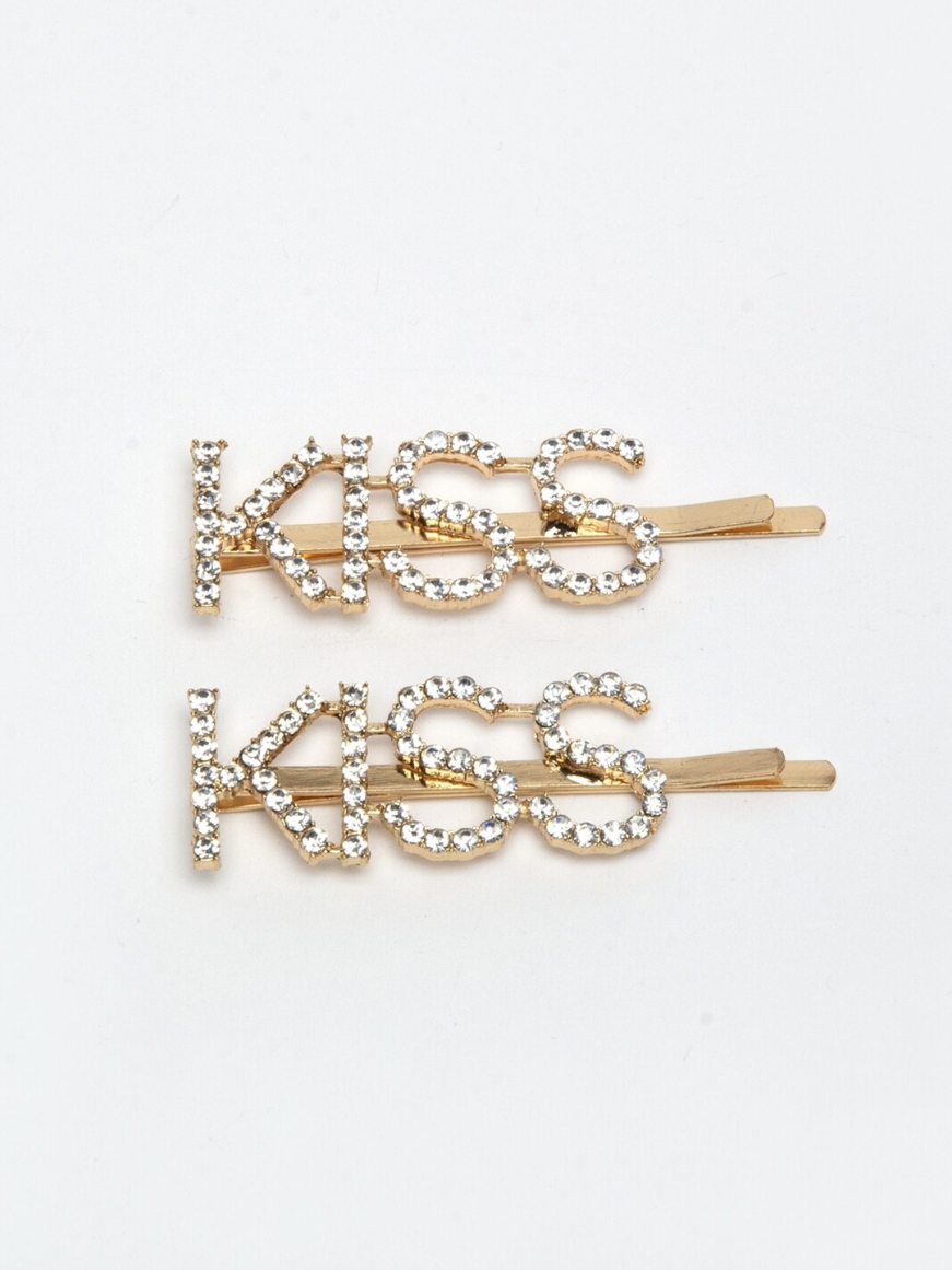 YouBella Women Gold & White Set of 2 Bobby Pins
