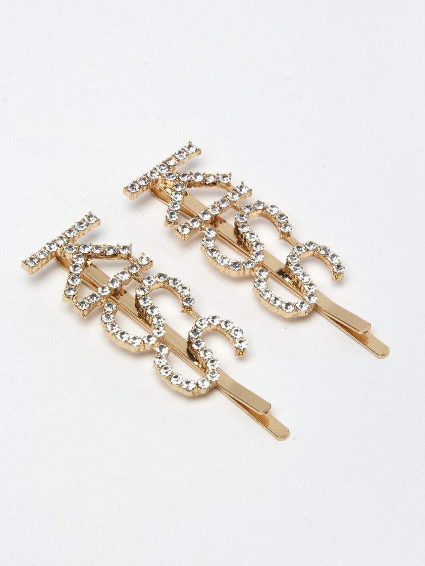 YouBella Women Gold & White Set of 2 Bobby Pins