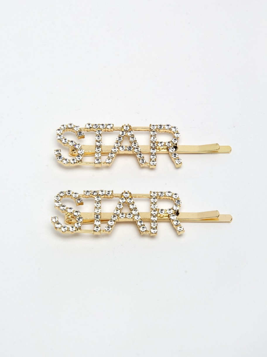 YouBella Gold-Toned & White Set of 2 Embellished Bobby Pins
