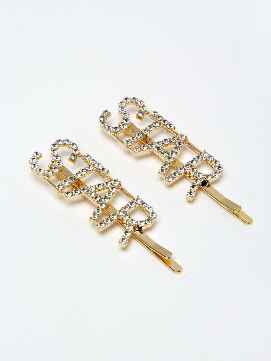 YouBella Gold-Toned & White Set of 2 Embellished Bobby Pins