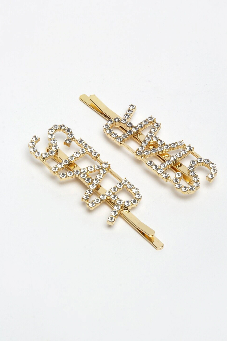 YouBella Gold-Toned & White Set of 2 Embellished Bobby Pins