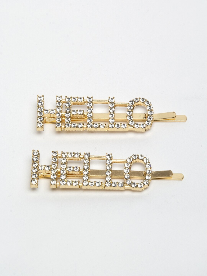 YouBella Gold-Toned & White Set of 2 Embellished Bobby Pins