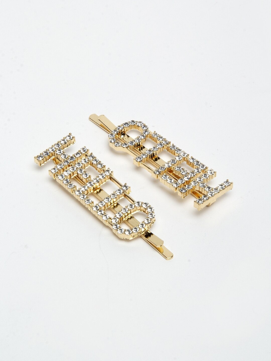 YouBella Gold-Toned & White Set of 2 Embellished Bobby Pins