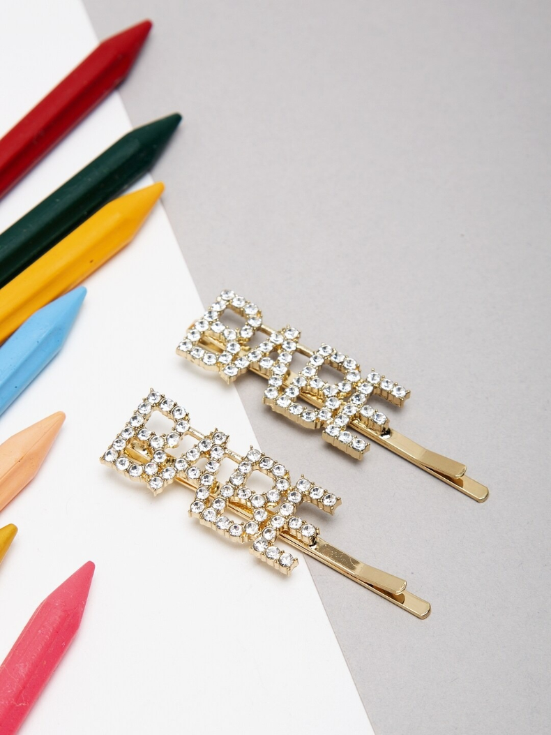 YouBella Gold-Toned & White Set of 2 Embellished Bobby Pins