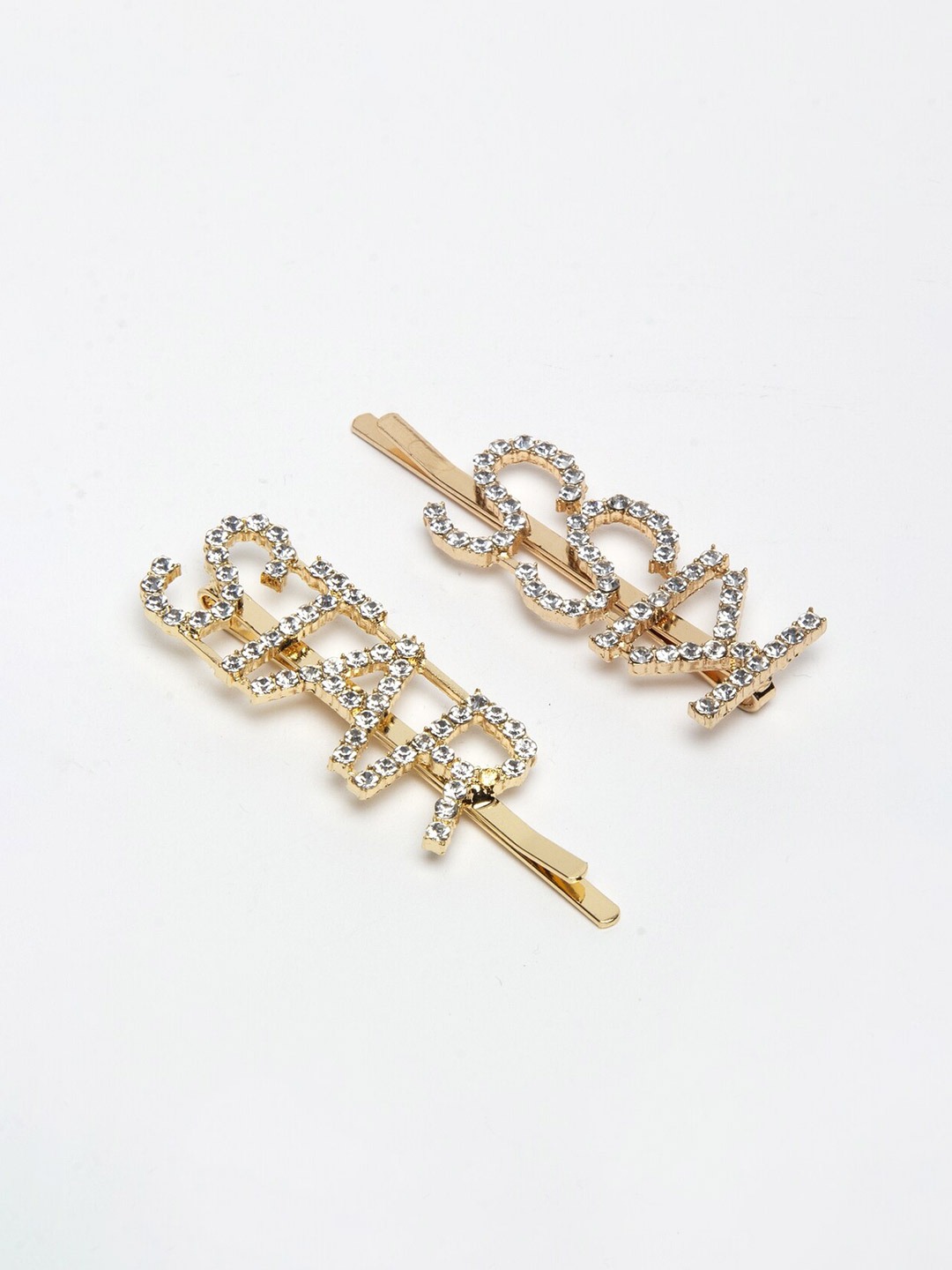 YouBella Jewellery Hair Accessories Golden Crystal Combo of 2 Hair Pin Hair Clip for Girls and Women (Style 3)
