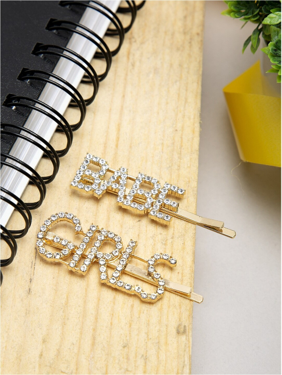 YouBella Women Set of 2 Gold-Toned Embellished Bobby Pins