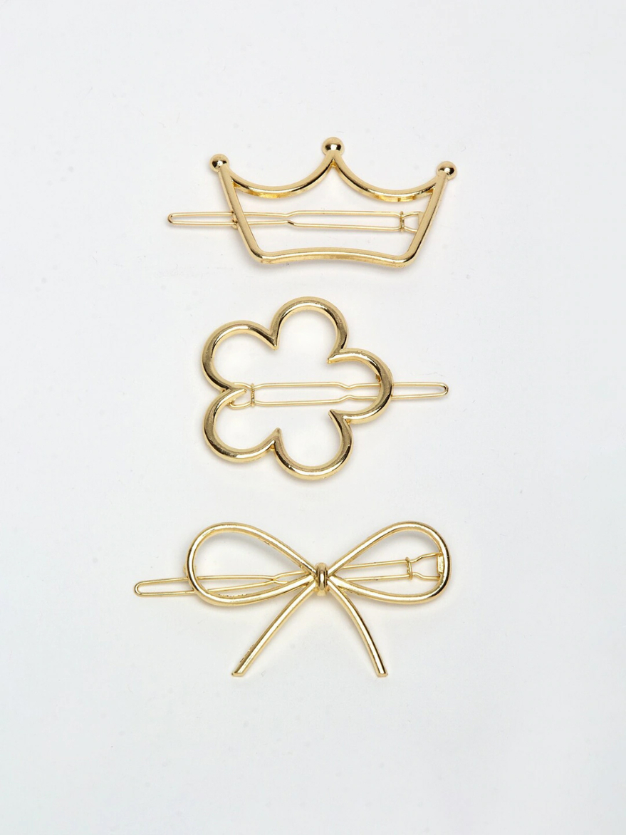 YouBella Women Set of 3 Gold-Toned Embellished Bobby Pins